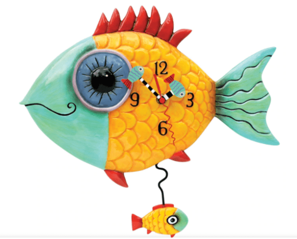 Colorful Swimming Wide Eyed Fishy Clock