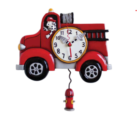 Big Red Firetruck Clock for Children Room