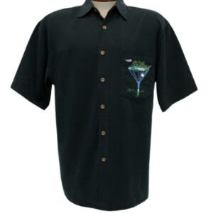 A Beautiful Black Colored Bamboo Cay Shirt, Explore Size Options
