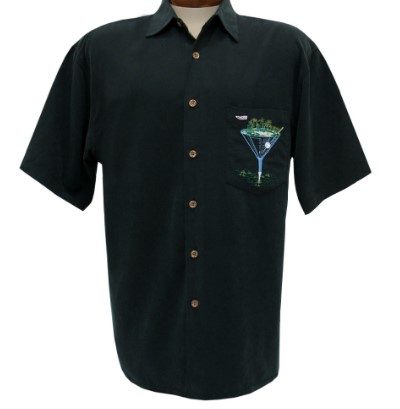 A Beautiful Black Colored Bamboo Cay Shirt, Explore Size Options